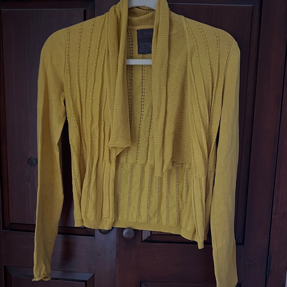 Anthropologie Mustard Open-Front Cardigan